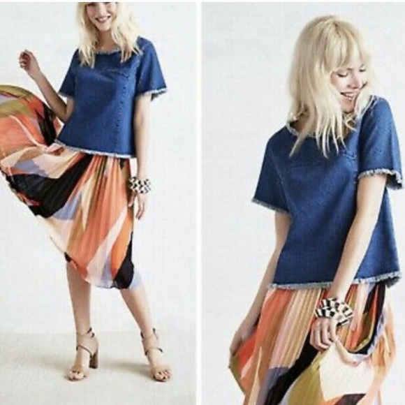 Maeve - Frayed Edge Denim Top - Medium - Picture 4 of 10